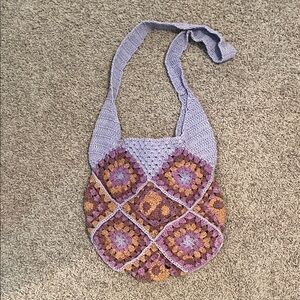 Elegant Crochet Shoulder Bag - Lavender and Tan